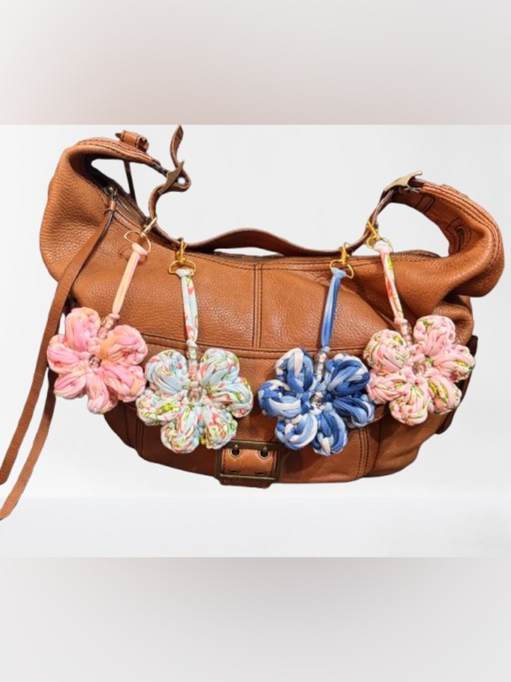 Handmade Crochet Floral Bag Charm - Choice of 1